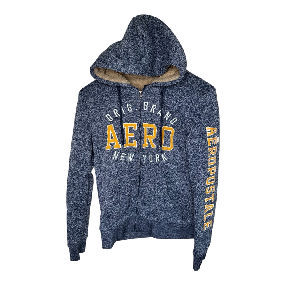 Aeropostale Y2K Full Zip Hoodie Sherpa Lined Size Medium Grunge Skater Mall